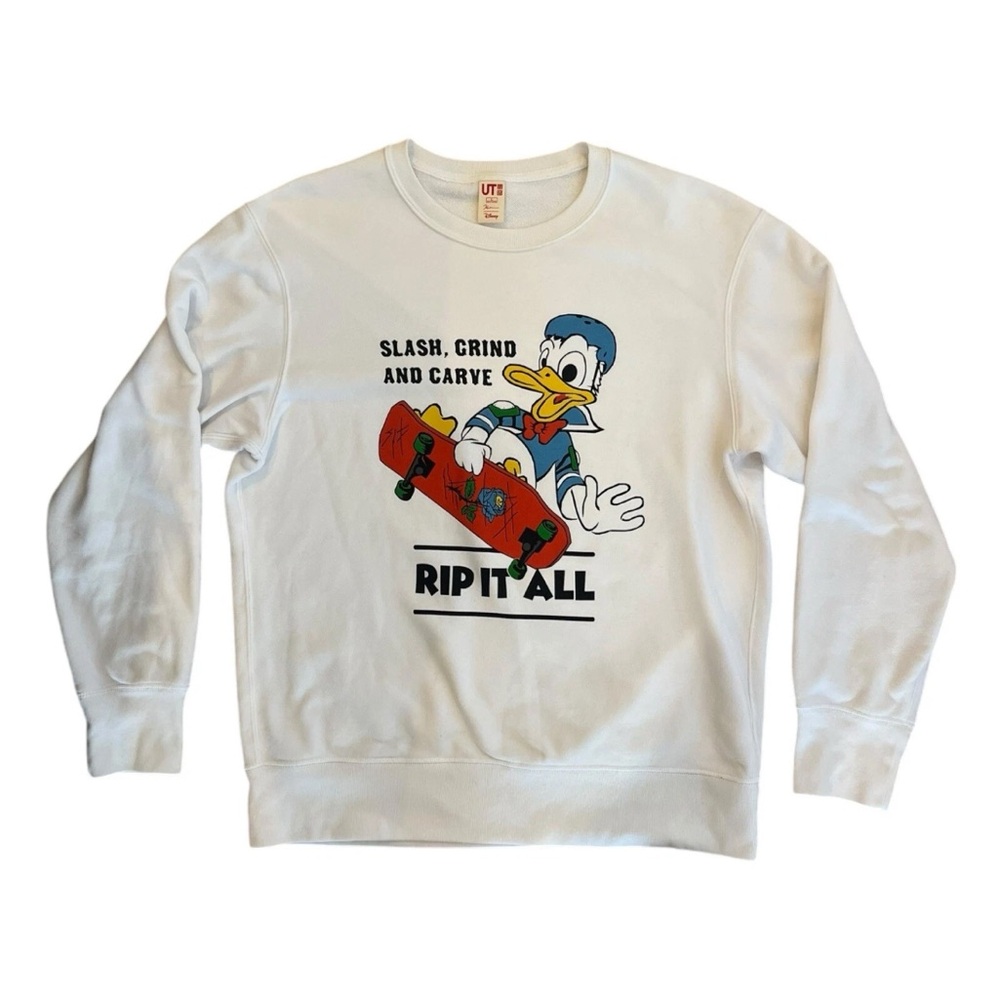 Uniqlo X Disney Donald Duck Sweatshirt Mens Large Japan Pullover Crewneck White